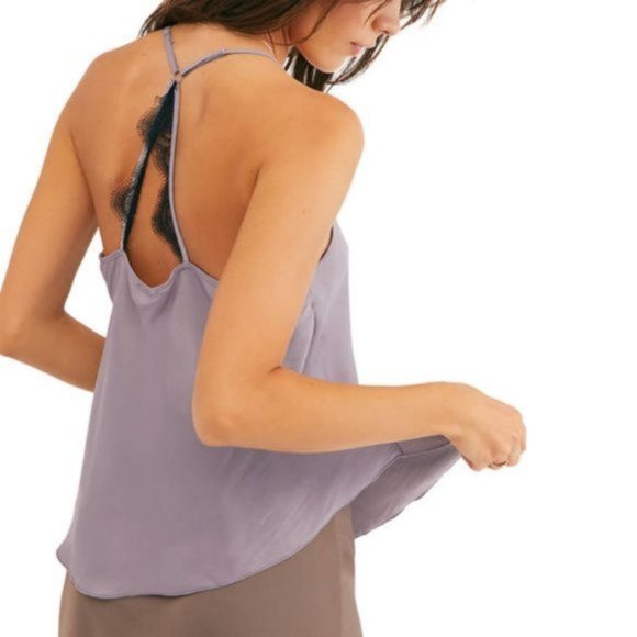 Free People Starlight Silver Mauve Lace Cami Top - Picture 2 of 5